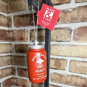 New Place & Time Red Hot Honey Jar Ornament Hanging Christmas Food & Drink